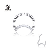 AliExpress Moon Shape Stainless Steel Nose Ring European and American Hinge Pierced Earrings Personalized Earrings Inlaid with Zircon Nose Ring