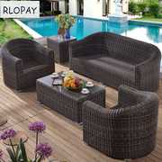 RLOPAY sofa mây ngoài trời đơn giản hiện đại căn hộ nhỏ phòng khách ghế mây bàn cà phê năm mảnh kết hợp đồ nội thất tòa án - Nội thất siêu thị