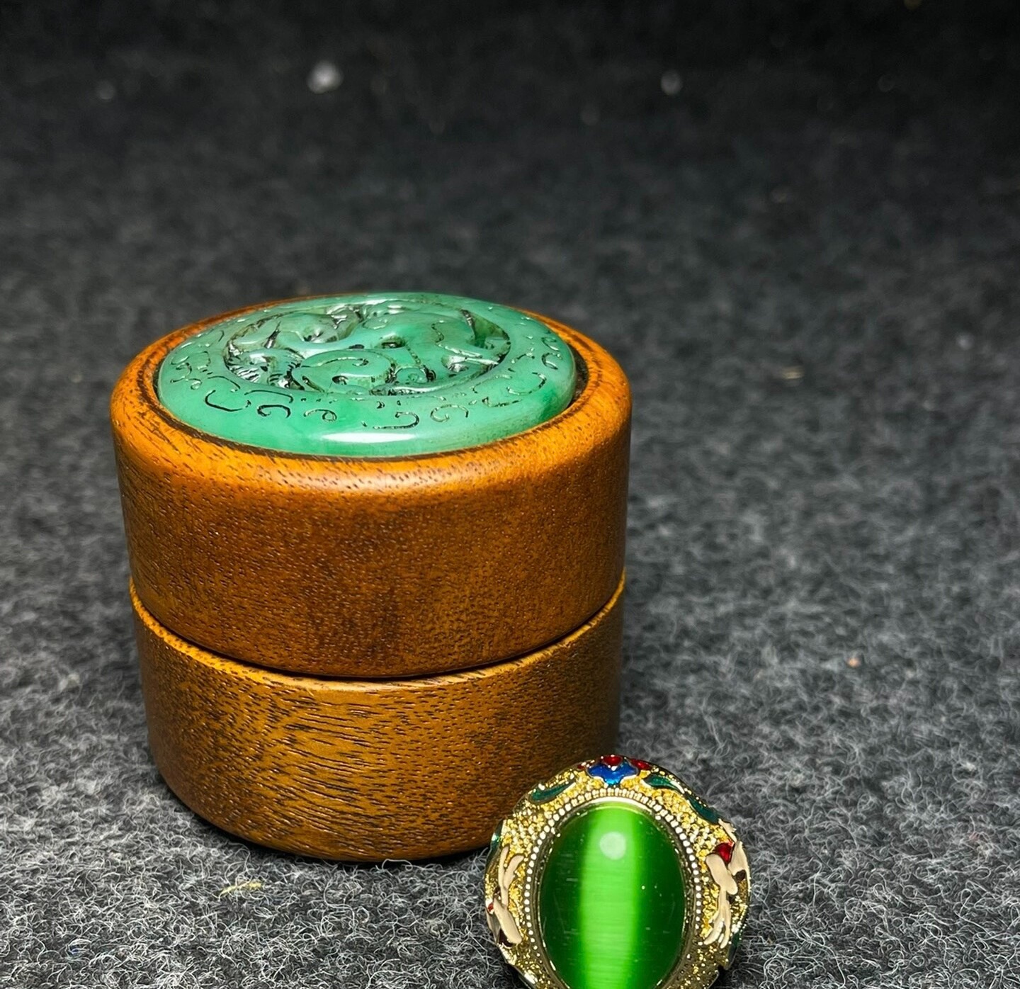 花梨木扳指盒、老玉扳指一套 【公式通販】