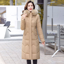 European and American winter new fashion large size cotton coat womens long Korean style waist-cut and knee-length thickened large fur collar cotton-padded jacket