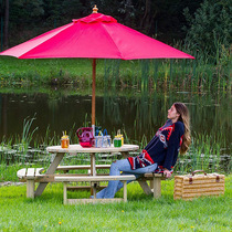 Manufacturer outdoor leisure waterproof sun protection courtyard tables and chairs wooden umbrella villa outdoor open-air balcony tables and chairs