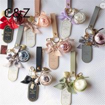 Car keychain pendant ins internet celebrity Korean bow constellation love leather keychain