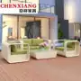 Sofa mây năm mảnh sofa ngoài trời phòng khách ban công giải trí ngoài trời đồ nội thất đôi mây ghế sofa mây - Nội thất siêu thị xe kéo hàng mini