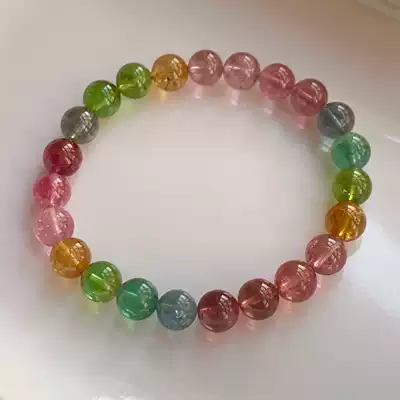 Rainbow tourmaline bracelet 8 2mm weight 21 9 grams candy color bracelet women's big leak 26251