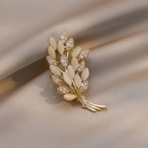 Wheat ear brooch high-end and elegant ladys ins style light luxury diamond-encrusted high-end brooch clothing pin