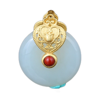 (Special offer without reservation) Hetian jade safety buckle S925 ancient method silver inlay