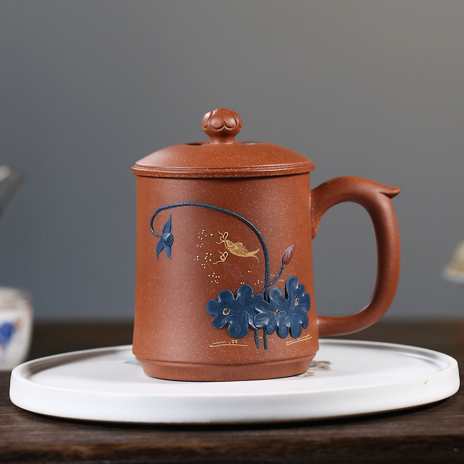 Great Pro-Preferential High Work Pan Teacher Buddha Lotus Cup Downhill Slope Mud About 470cc Lixing Handmade Boutique Purple Sand Cup