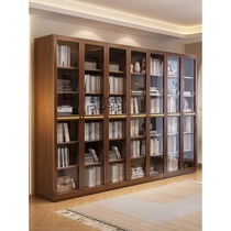 % New Chinese style bookcase all solid wood combination study bookcase household floor-to-ceiling dust-proof storage cabinet high-end bookcase