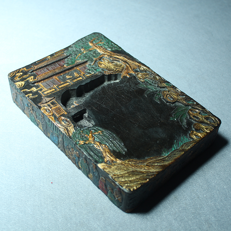Pine smoke old ink block ink ingot Lanting inkstone 90's inventory Hui ink Four treasures of the study collection ornaments