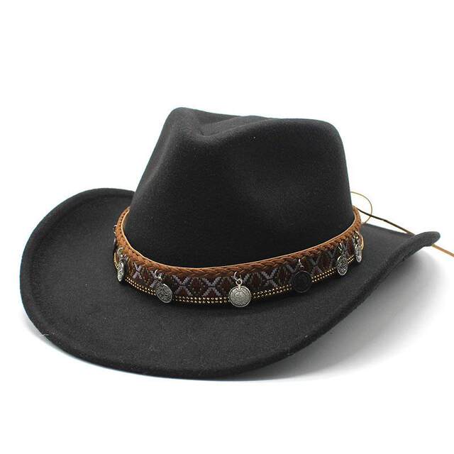 American Retro Western Cowboy Hat for Men, Ethnic Style Jazz Hat, Large Brim British Knight Hat, Melard Photo Prop