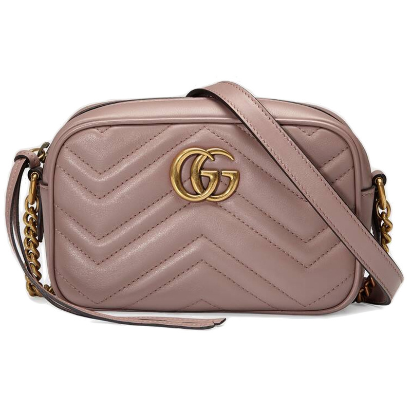 Gucci Gg Marmont Series Quilted Leather Shoulder Crossbody Bag Mini Women's Nude Pink