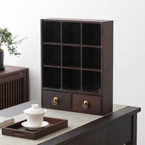 Teapot Duobao Pavilion Jiugong grid storage rack tea ceremony accessories antique storage box dust-proof display cabinet tea cup rack