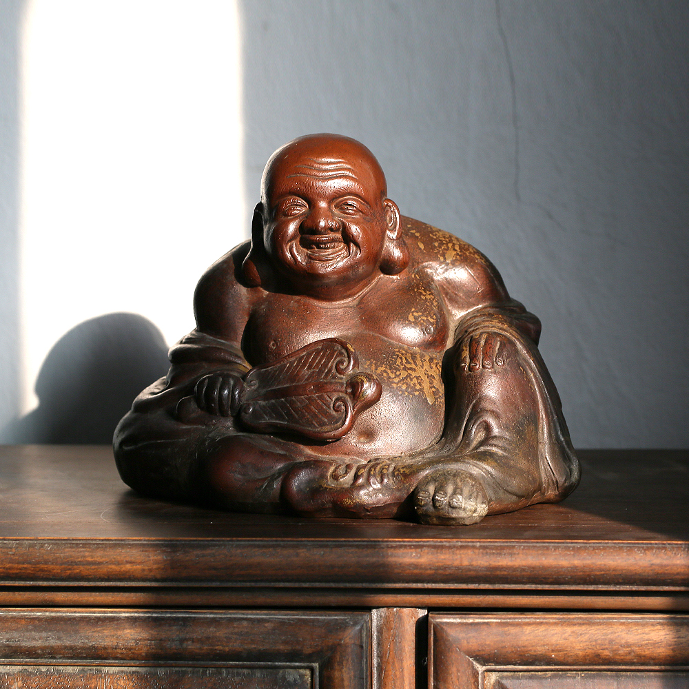 備前焼 花入 布袋 松 時代物 高さ約29㎝