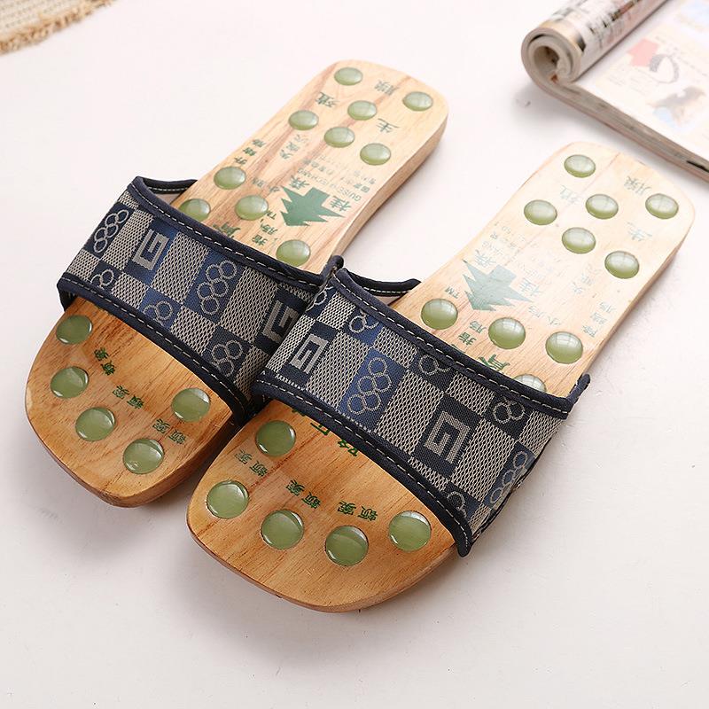 Men's and Women's Jade Massage Wooden Slippers, Flat Wooden Clogs, Couple's Comfortable Home Wooden Shoes, Available in Multiple Colors