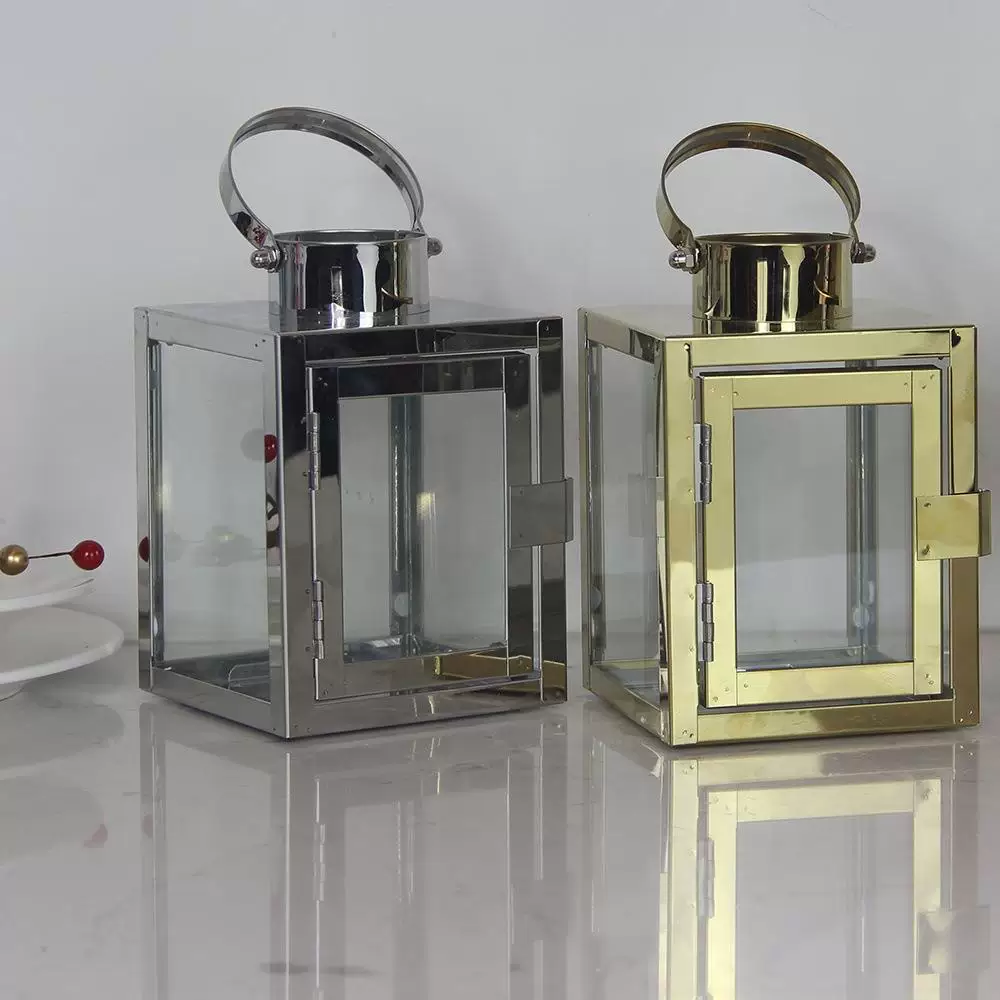 (Cross-border trading), brand metal aromatherapy stainless steel, retro candle, glass golden flashlight, decorations