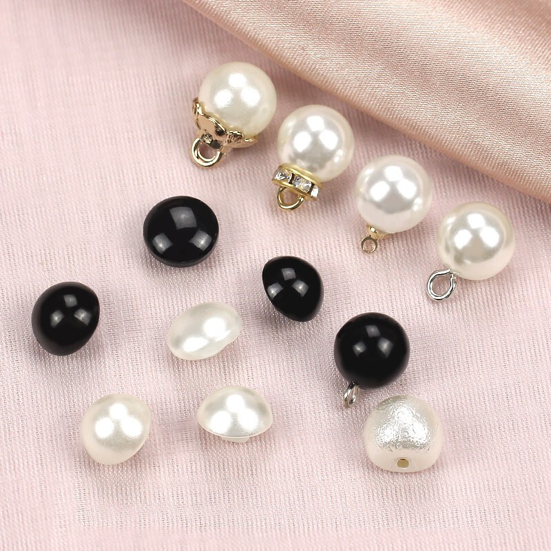 Pearl Shirt Small Buttons Sweater Chiffon Shirt Round Buttons Women's and Children's Clothing Mushroom Cheongsam Decorative Accessories