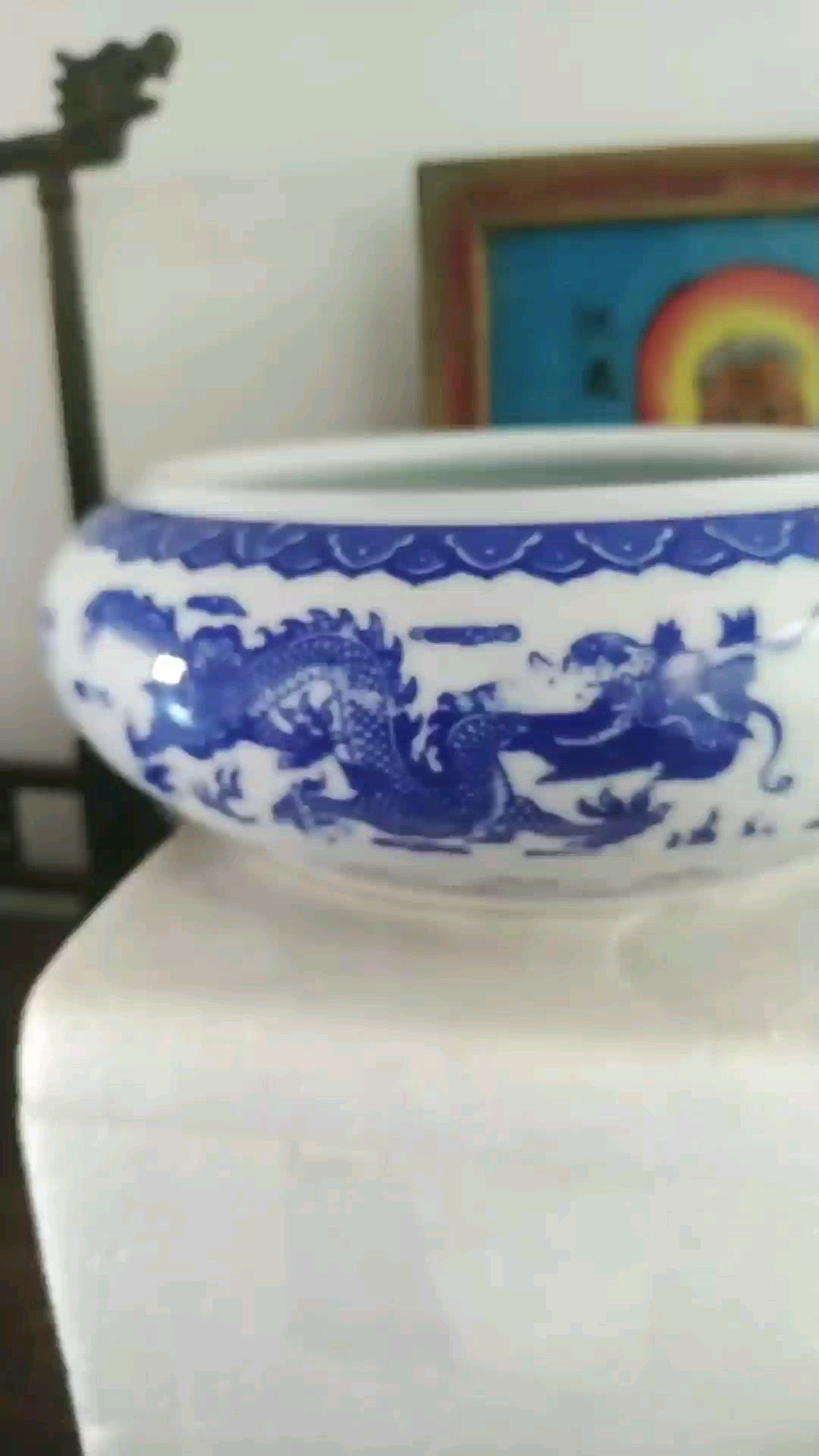 陶瓷笔筒复古中国风多功能毛笔笔筒景德镇青花瓷笔筒笔洗笔搁三件套