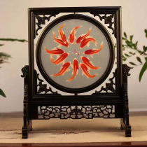 Su embroidery pure hand embroidery purple sandalwood double-sided embroidery ornament Fish Fortune Picture new Chinese style craft gift