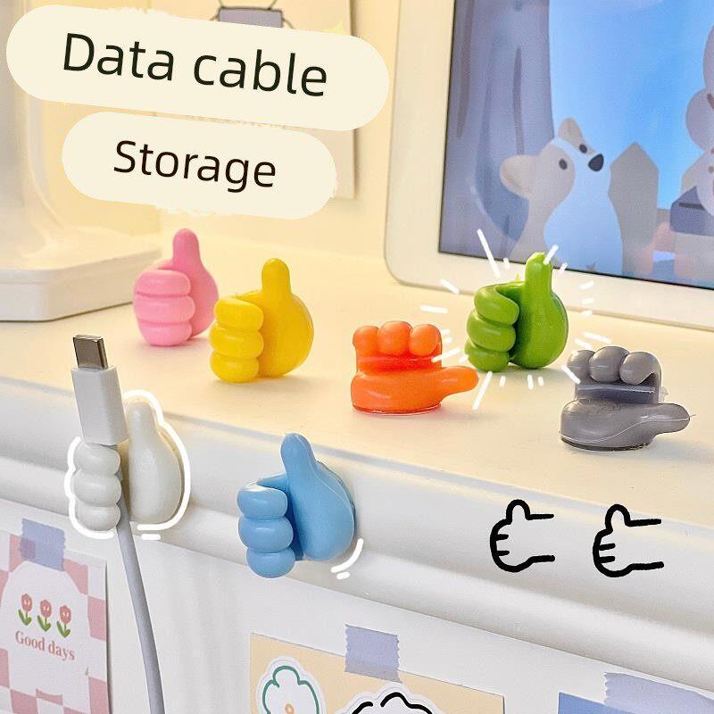 Thumb-Shaped Data Cable Hook, Creative No-Drill Wall-Mounted Adhesive Holder, Cute Little Claw Design