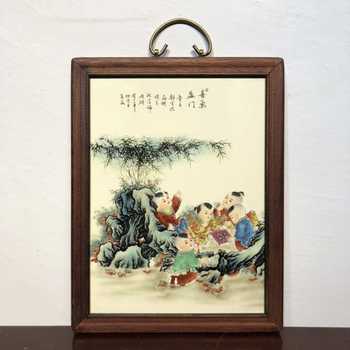 Antiques and miscellaneous collections, mahogany inlaid porcelain panels, paintings of joy, flowers blooming, wealth, mountains and clear waters, multiple scenery hanging screens