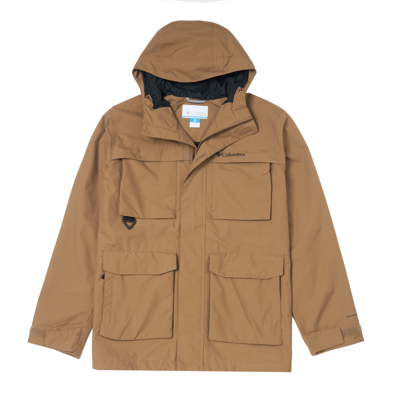Columbia哥伦比亚  纯色口袋拼接休闲连帽  防水冲锋衣 男款