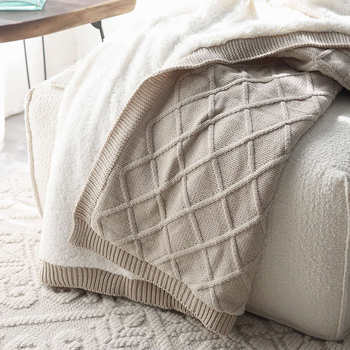 Winter thickened blanket double lamb ferment blanket knitted warm sofa nap leisure blanket cover free shipping nordic solid color