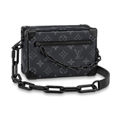 9.5新LV 王鹤棣同款 9.9 路易威登TRUNK男中号黑老花软盒子单肩包