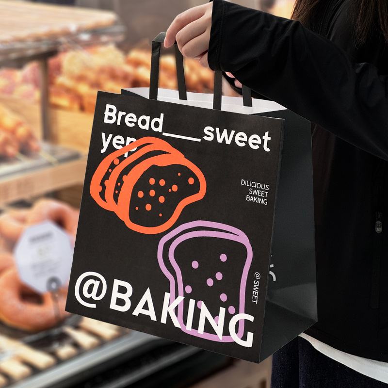 Customizable Trendy Baking Tote Bags for Desserts, Bread, Bagels, Cake Rolls, Commercial Takeout Kraft Paper Bags Customizable Trendy Baking Tote Bags for Desserts, Bread, Bagels, Cake Rolls, Commercial Takeout Kraft Paper Bags