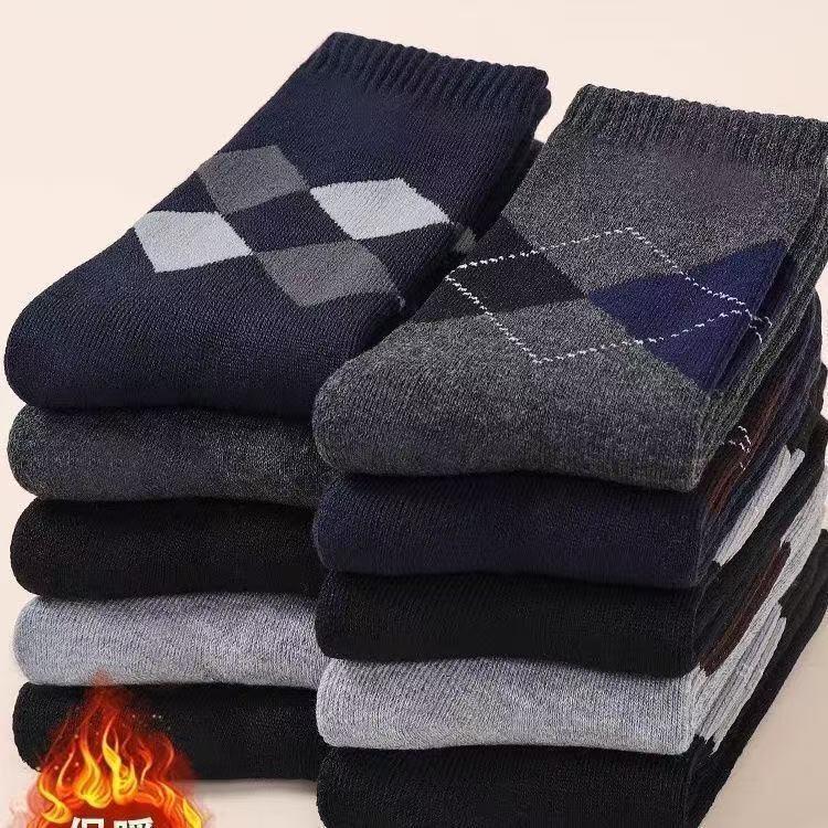Men's Socks, Autumn and Winter Thickened Warm Mid-Calf Long Socks, Wear-Resistant Work Socks for Middle-Aged and Elderly Dads Men's Socks, Autumn and Winter Thickened Warm Mid-Calf Long Socks, Wear-Resistant Work Socks for Middle-Aged and Elderly Dads