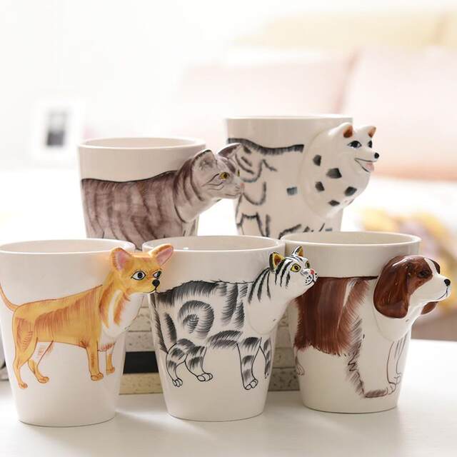 3D three-dimensional ceramic cup pure hand-painted ceramic animal personalized painted water cup creative coffee cup large capacity mug