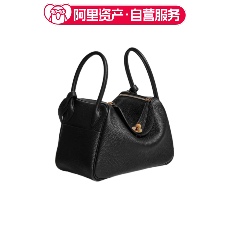 Hermes/Lindy 26 Gold Buckle Tc Leather Shoulder Bag Regular Women's Model Noir Black