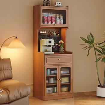 Solid wood sideboard tall cabinet narrow living room wall storage cabinet small apartment kitchen storage cabinet with perforated board
