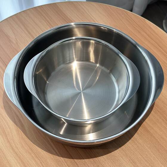 Thickened 304 Stainless Steel Hot Pot Bowl for Home Use, Suitable for Induction Cooker, Fruit Plate, Snack Bowl 20cm