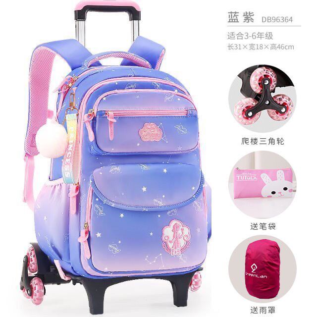 Primary School Pupil Lalever School Pull-Lever Double Shoulder Bag Girl 12 Three 45 6th grade large capacity Drag and pull climbing stairs