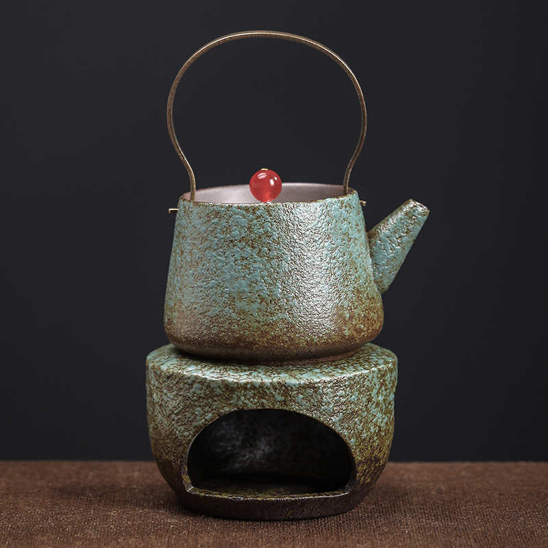 Stone pottery creative Japanese retro ceramic warm tea stove glass teapot candle heating base kung fu tea set accessories