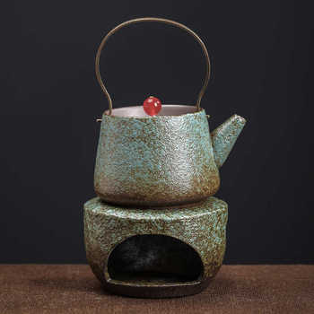 Stone pottery creative japanese retro ceramic warm tea stove glass teapot candle heating base kung fu tea set accessories