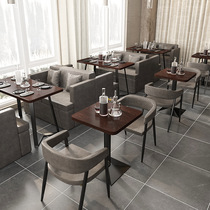 Retro bar and bar table and chair combination fast food table and chairs barbecue restaurant restaurant dining chair industrial style booth sofa