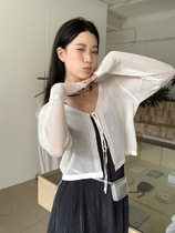 MMC knitted cardigan womens Guangzhou Thirteen Lines summer thin hollow blouse to wear v-neck long-sleeved sun protection top