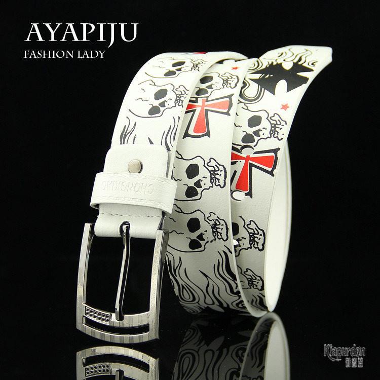 Men's Belt with Unique Design, New Skull Pattern, Men's Leather Belt, Women's Decorative Belt, Youth Canvas Jeans Belt