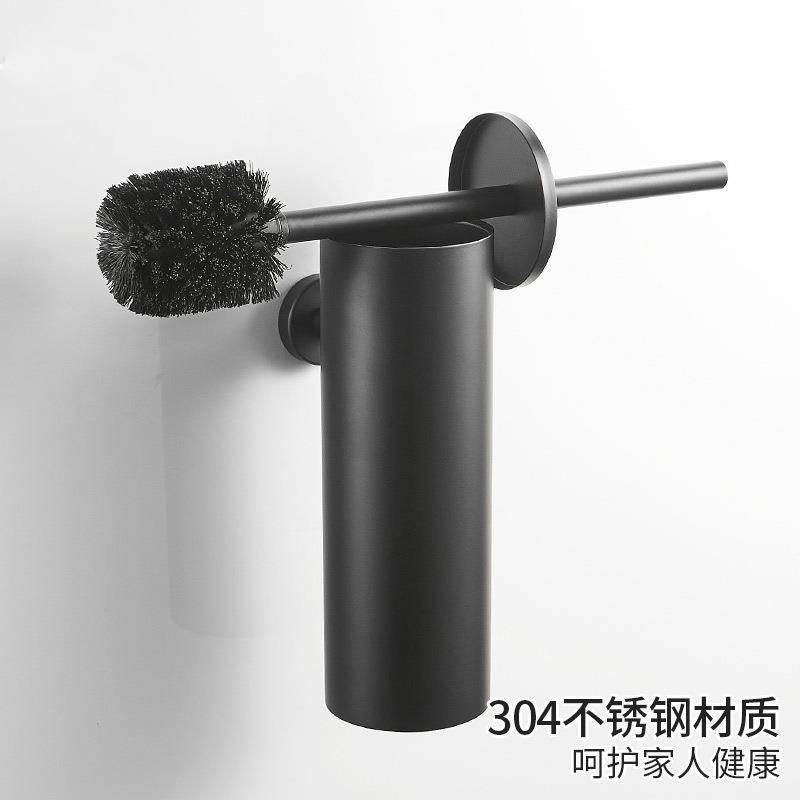 Stainless Steel Thickened Toilet Brush with Cover, Luxury Wall-Mounted Toilet Cleaning Brush Set