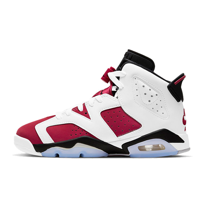Jordan Air Jordan 6 胭脂 耐磨 高帮 儿童篮球鞋 白红