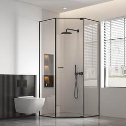Extremely narrow diamond type shower room sliding door bathroom partition glass wet and dry separation wall For Home bathroom glass door
