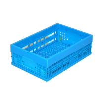 600-190 delivery thick foldable plastic stacking basket 487-carrying turnover box rectangular fast logistics transport box truck cargo