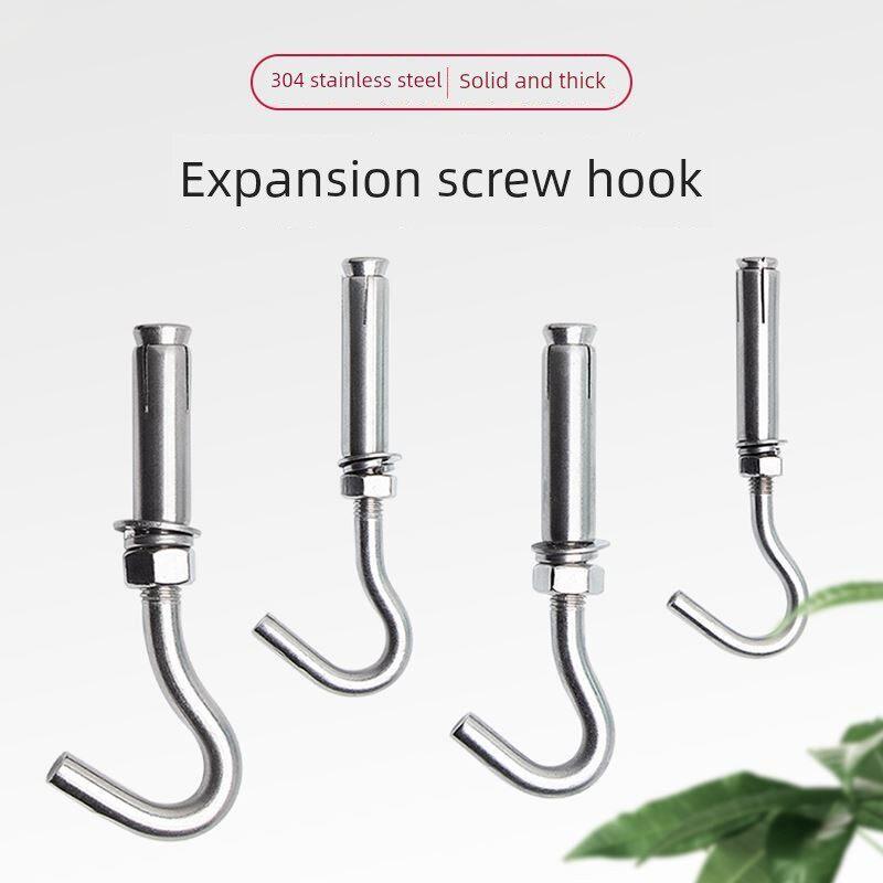304 Stainless Steel Expansion Hook Screw, Perforated Hook for Ceiling Fan, Single Hook for Outdoor Wall Clothesline