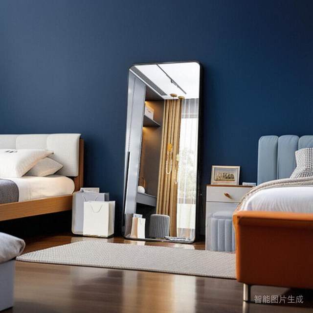 Light Luxury and High-End Full-Length Floor Mirror for Home Use, Bedroom Wall-Mounted Dressing Mirror, Trendy Dressing Room Fitting Mirror