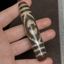 ZC010 Tibetan area returned to the old material inlaid with gold wire full cinnabar crescent Dzi beads