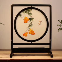 Suzhou embroidery pure hand embroidery purple sandalwood double-sided embroidery ornaments Five Blessings new Chinese craft gifts