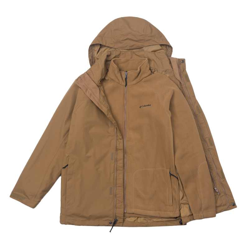 Columbia哥伦比亚男摇粒绒内胆防风保暖抓绒三合一冲锋衣夹克外套