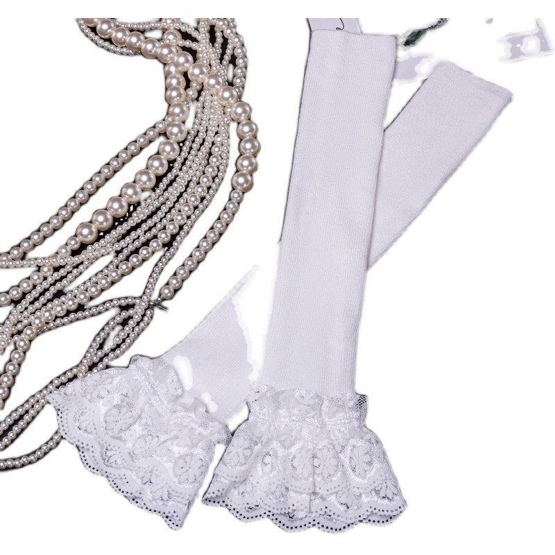 Autumn and Winter Warm Lace Fake Sleeve Cuffs to Cover Scars and Tattoos, Stylish Black Arm Sleeves for Women