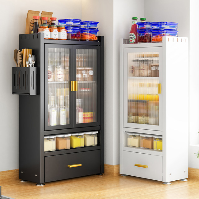 Kitchen seasoning storage rack countertop seasonings integrated storage cabinet against wall put oil, salt, sauce, vinegar seasoning storage box